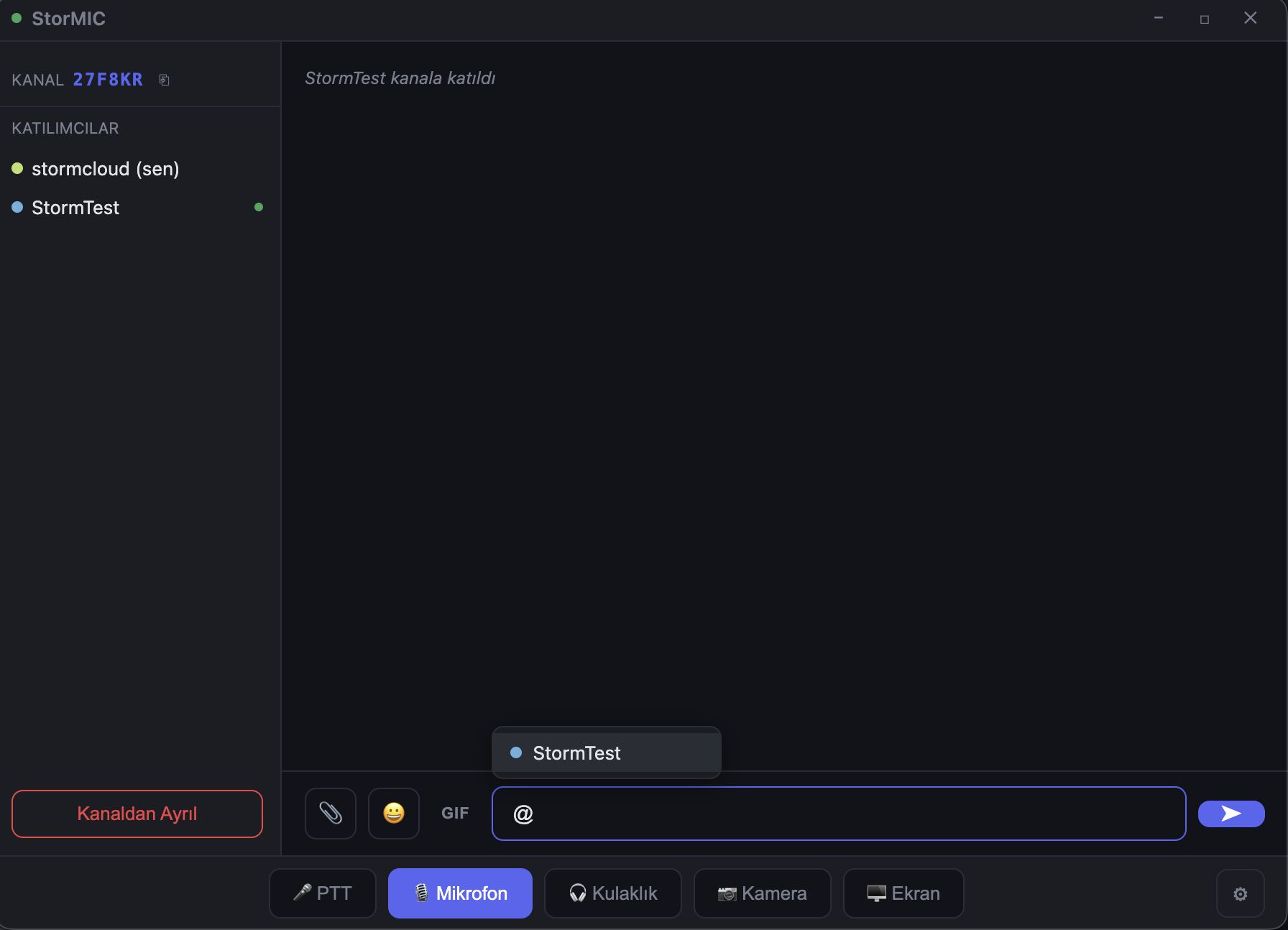 Typing @ in chat brings up the participant list to mention someone directly